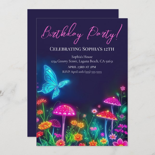 Convites Jardim Fairycore (Frente/Verso)