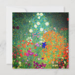 Convites Jardim Flor Gustav Klimt<br><div class="desc">Cartão com a pintura a óleo do Jardim Flor de Gustav Klimt (1906). Um belo jardim de flores roxas,  vermelhas,  brancas,  azuis e laranja. Um presente de excelente para fãs de Arte Nouveau e de Arte Austríaca.</div>