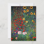 Convites Jardim Flor Gustav Klimt<br><div class="desc">Cartão que inclui o Jardim de Fazendas de pintura a óleo de Gustav Klimt com girassóis (1907). Um belo jardim de girassóis e belas flores azuis,  vermelhas,  roxas,  rosa e brancas. Um presente de excelente para fãs de Arte Nouveau e de Arte Austríaca.</div>