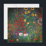 Convites Jardim Flor Gustav Klimt<br><div class="desc">Cartão que inclui o Jardim de Fazendas de pintura a óleo de Gustav Klimt com girassóis (1907). Um belo jardim de girassóis e belas flores azuis,  vermelhas,  roxas,  rosa e brancas. Um presente de excelente para fãs de Arte Nouveau e de Arte Austríaca.</div>