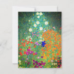 Convites Jardim Flor Gustav Klimt<br><div class="desc">Cartão com a pintura a óleo do Jardim Flor de Gustav Klimt (1906). Um belo jardim de flores roxas,  vermelhas,  brancas,  azuis e laranja. Um presente de excelente para fãs de Arte Nouveau e de Arte Austríaca.</div>