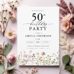 Convites Jardim Floral Caligrafia 50º Aniversário<br><div class="desc">Celebre em estilo com um convite de 50 anos para caligrafia floral no jardim, perfeito para um evento de marco. Com designs florais vibrantes e caligrafia elegante, este convite dá um tom caprichoso mas sofisticado para a sua celebração. O tema do jardim exuberante combina beleza natural com uma tipografia graciosa,...</div>