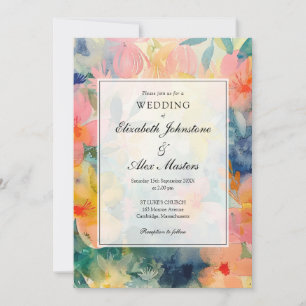 Convites Jardim Floral Colorido Casamento no Campo