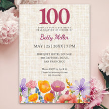 Jardim Floral de Aniversário de 100 anos Festa Ele