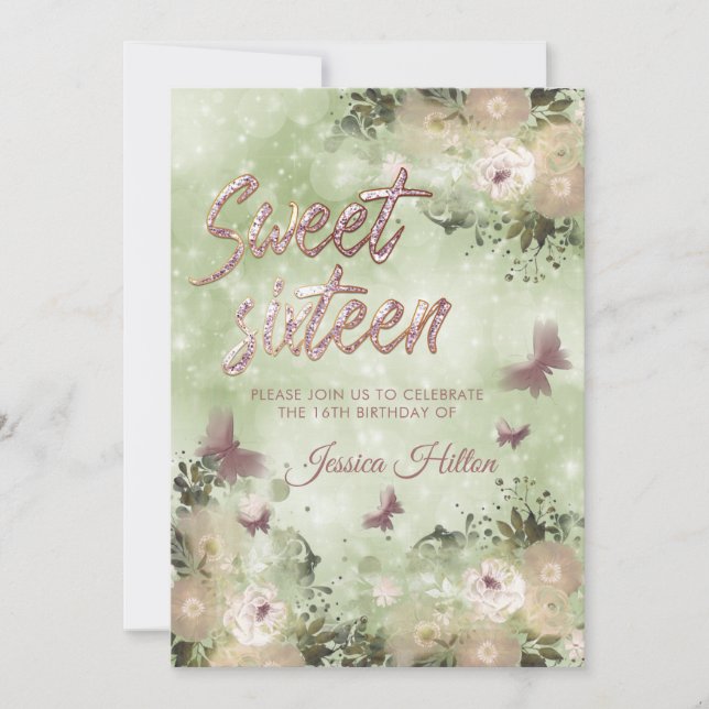 Convites Jardim floral de borboletas 16 (Frente)