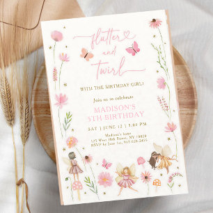 Convites Jardim Floral de Fadas Caprichosas de Aniversário