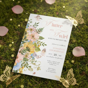 Convites Jardim Floral de Fadas Mágicas Pixie Meninas Anive