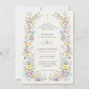 Convites Jardim Floral de Noiva Ornate de Pastel Suave Prim