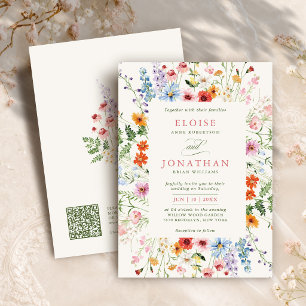 Convites Jardim Floral de Primavera de Flores Silvestres QR
