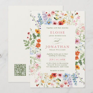 Convites Jardim Floral de Primavera de Flores Silvestres QR