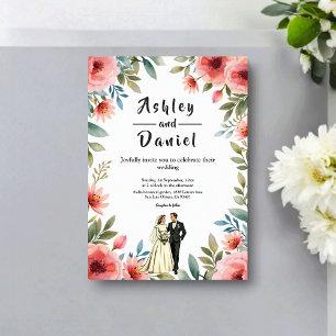 Convites Jardim Floral Delicado Noiva Noivo Casamento de Ve