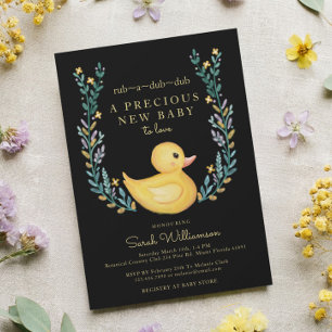 Convites Jardim Floral Ducky, Borracha Amarela Rub-A-Dub