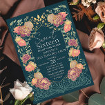 Convites Jardim Floral Encantado Doce 16 Aniversário<br><div class="desc">Celebre seu doce 16 no estilo! Nossos convites de festas de aniversários apresentam uma impressionante estrutura floral rosa e roxa contra um fundo lacrimogêneo com sotaques de ouro quic. Perfeito para uma comemoração vibrante e inesquecível! NOTA: O Dourado apresentado na design deste produto NÃO é folha de alumínio real e...</div>