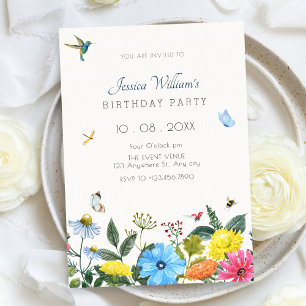 Convites Jardim floral estético de aniversário