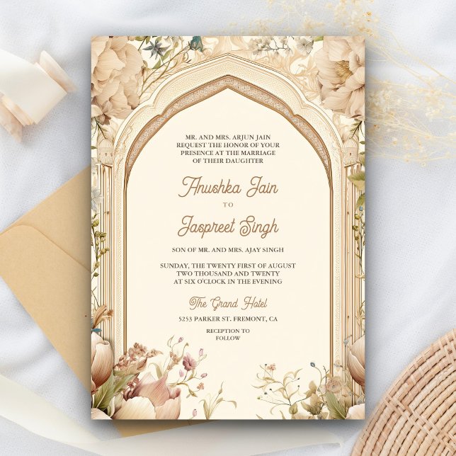 Convites Jardim Floral Pavões Palácio Indiano Casamento (Criador carregado)
