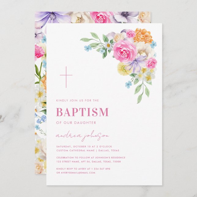 Convites Jardim Floral Primavera Verão Natal Baptismo (Frente/Verso)