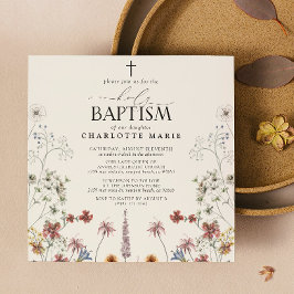 Convites Jardim Floral Santo Batismo Aquarela