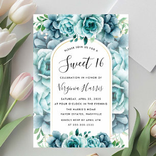 Convites Jardim Floral Verde Doce Dezesseis 16 Aniversário