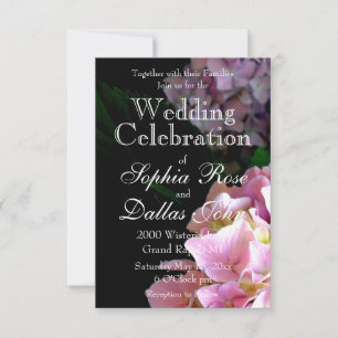 Convites Jardim Hydrangea, rosa, azul, floral roxo