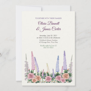Convites Jardim Inglês com Lupinos e Rosas Casamento