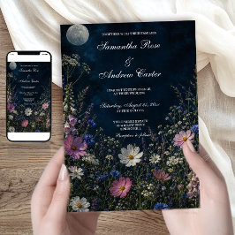 Convites Jardim Lunar de Noite Foxglove Casamento Flor Silv