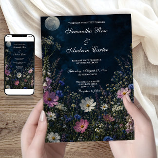 Convites Jardim Lunar de Noite Foxglove Casamento Flor Silv