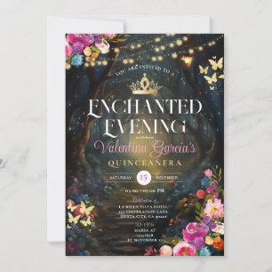 Convites Jardim Magical Quinceañera 15 Anos Flores Dourados