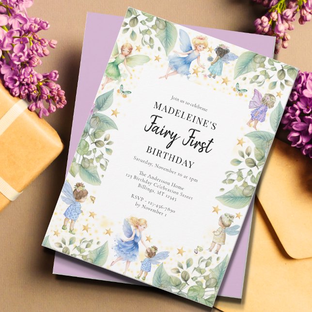 Convites Jardim Mágico do Primeiro primeiro aniversario Fad (Criador carregado)