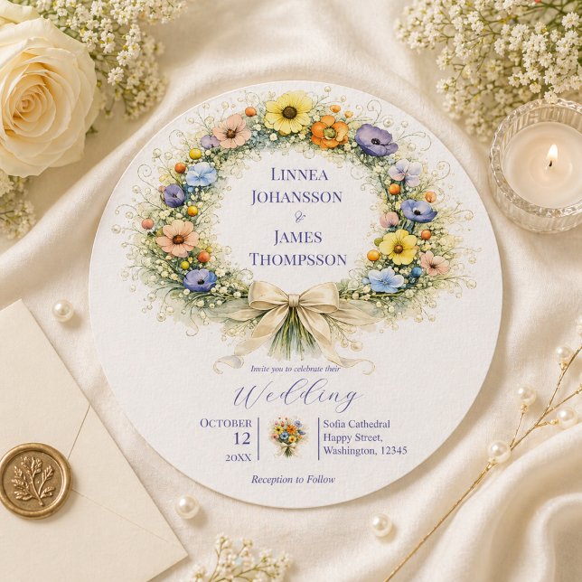 Convites Jardim Mínimo de Flores Silvestres Casamento Român (Criador carregado)