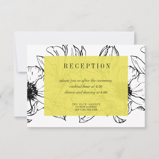 Convites Jardim Moderno | Amarelo | RSVP de Casamento Flora (Frente)