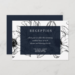 Convites Jardim Moderno Azul RSVP de Casamento Floral