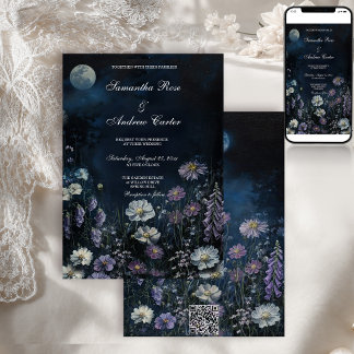 Convites Jardim Noturno de Casamento Floral Escuro com Deda