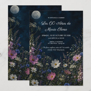 Convites Jardim Noturno Floral Aniversário 60 Anos Mulher