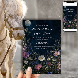 Convites Jardim Noturno Floral Aniversário 60 Anos Mulher