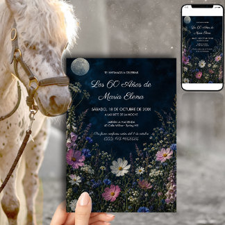 Convites Jardim Noturno Floral Aniversário 60 Anos Mulher
