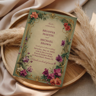 Convites Jardim Ornamental Floral Vintage