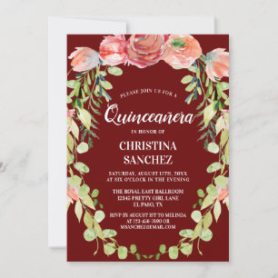 Convites Jardim Pêssego Floral Quinceañera Aniversário 