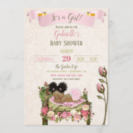 Convites Jardim Romântico Baby Shower Rosas Rosa Verde