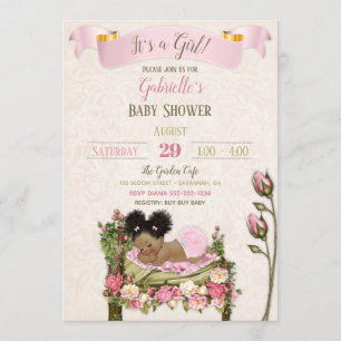 Convites Jardim Romântico Baby Shower Rosas Rosa Verde