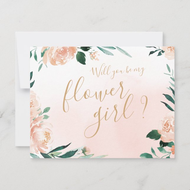Convites Jardim romântico floral Será minha menina de flore (Frente)