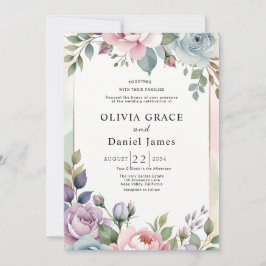 Convites Jardim Romântico Pastel Floral Aquarela Casamento