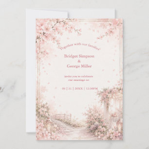 Convites Jardim Romântico Sakura Felicidade Nupcial