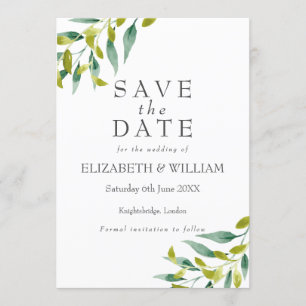 Convites Jardim Rural Save the Date Verde