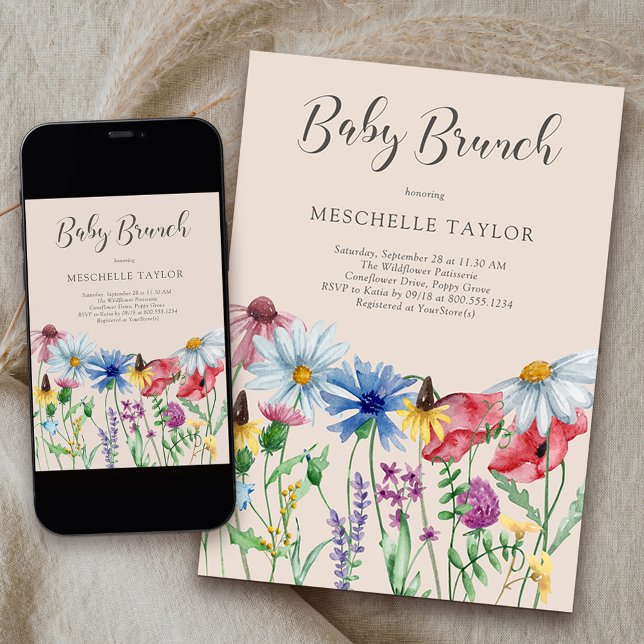 Convites Jardim Russo do Campo de Wildflower Baby Brunch (Baby Brunch Invitation from my Wildflower Charm collection)