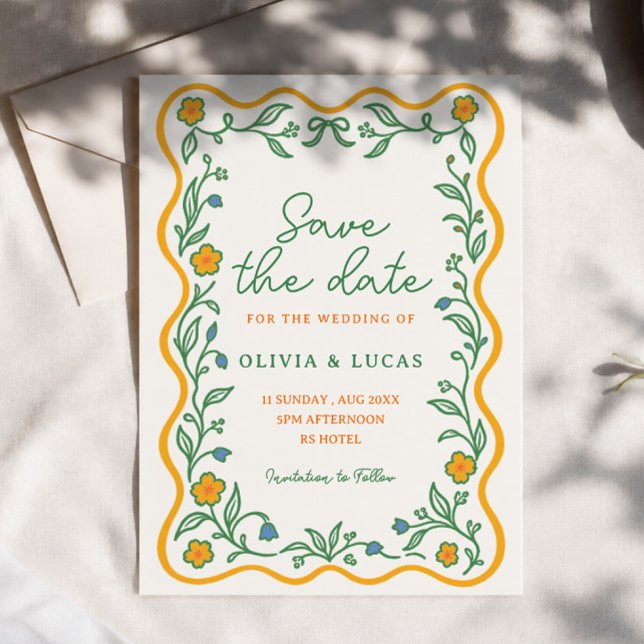Convites Jardim Rústico com flores silvestres Salve a data  (Criador carregado)