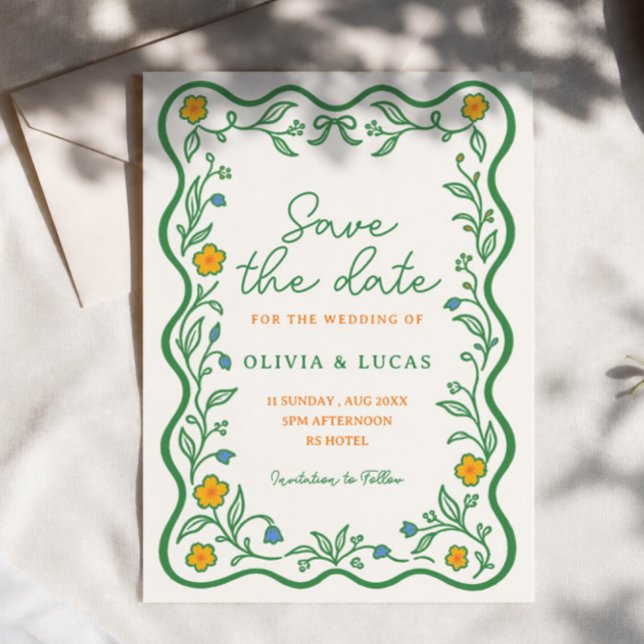 Convites Jardim Rústico com flores silvestres Salve a data  (Criador carregado)