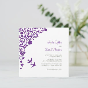 Convites Jardim Secreto Pássaros de Amor Floral Roxo Quadra