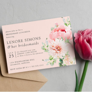 Convites Jardim Selvagem Chic Floral Dahlia Bridesmaid Lunc