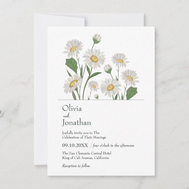 Convites Jardim Selvagem Simples Daisy (Frente)