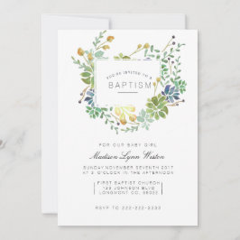 Convites Jardim Suculento | Floral Watercolor Baptism